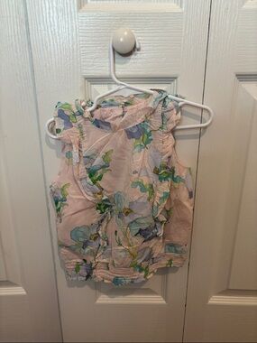 Janie and Jack Pink Floral Ruffle Tank Top